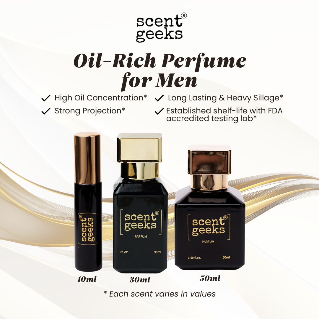 Scent Geeks Oil-Rich Perfume for Men (10ml, 30ml, 50ml)