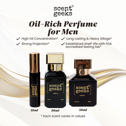 Scent Geeks Oil-Rich Perfume for Men (10ml, 30ml, 50ml)